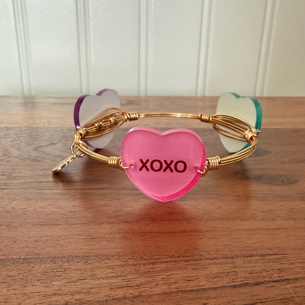 Gold Heart Bracelet with Candy Heart Acrylic hearts
